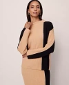 Ann Taylor Colorblock Ribbed Mock Neck Sweater In Multi