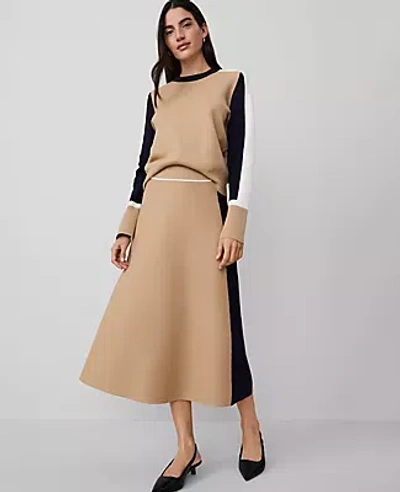Ann Taylor Colorblock Sweater Skirt In Camel Multi