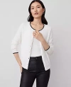 Ann Taylor Contrast Trim Ann Cardigan In White Multi