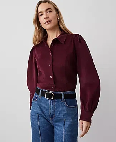 Ann Taylor Corduroy Button Down Shirt In Mauve Rose