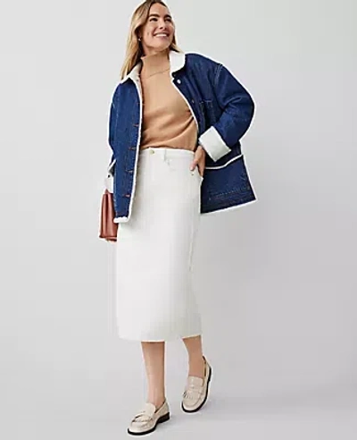 Ann Taylor Corduroy Column Midi Skirt In Winter White
