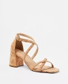 ANN TAYLOR CORK CROSS STRAP BLOCK HEEL SANDALS