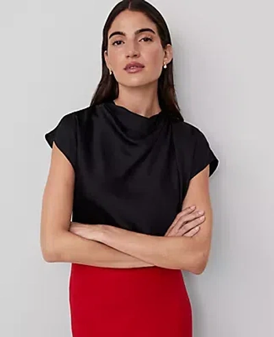 Ann Taylor Cowl Neck Popover Top In Black