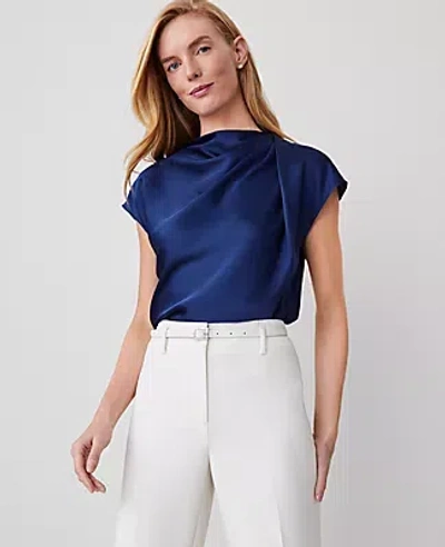 Ann Taylor Cowl Neck Popover Top In Dark Deep Ocean