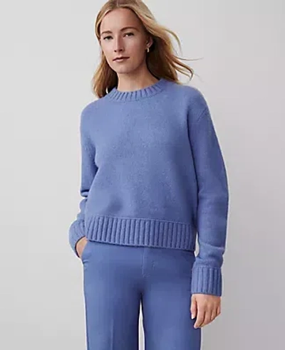Ann Taylor Cozy Crew Neck Sweater In Colony Blue