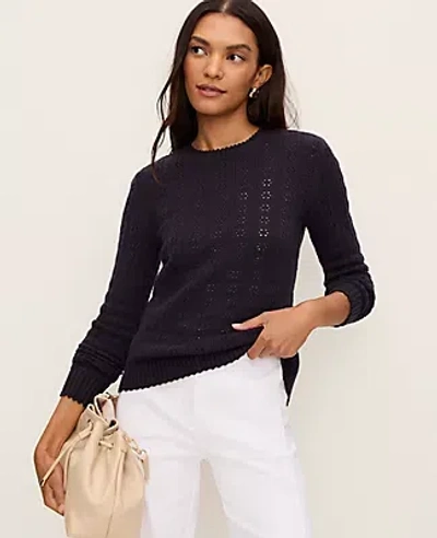 Ann Taylor Cozy Pointelle Sweater In Black