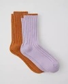 Ann Taylor Cozy Rib Crew Sock Set In Perfect Camel