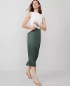 Ann Taylor Crepe Column Midi Skirt In Topiary Green