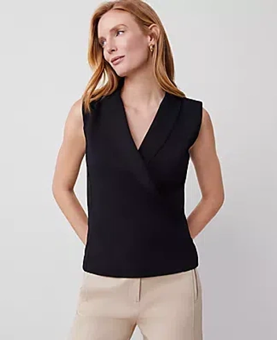 Ann Taylor Crepe Shawl Collar Vest Top In Black