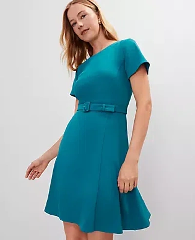 Ann Taylor Crew Neck Belted Flare Dress