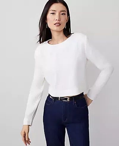 Ann Taylor Crew Neck Blouse In Winter White