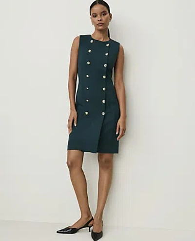 Ann Taylor Crew Neck Button Shift Dress In Ponderosa Pine