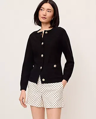 Ann Taylor Crew Neck Cardigan In Black