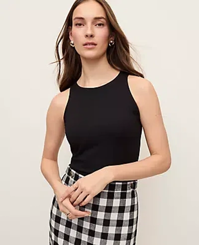 Ann Taylor Crew Neck Halter Tank Top In Black