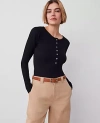 Ann Taylor Crew Neck Henley In Black