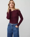 Ann Taylor Crew Neck Henley In Mauve Rose