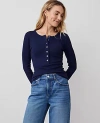 Ann Taylor Crew Neck Henley In Pure Sapphire