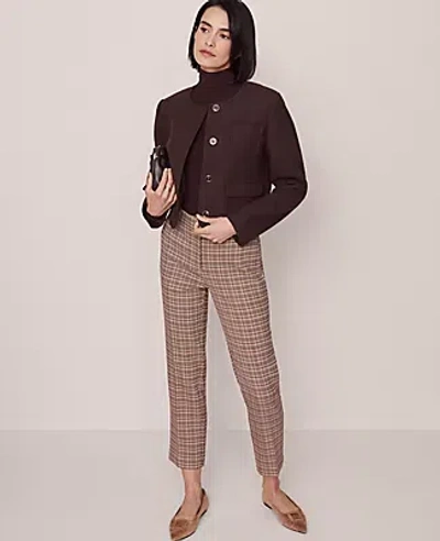 Ann Taylor Crew Neck Jacket In Brown