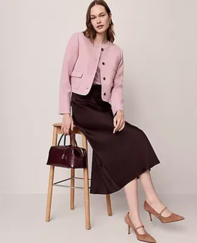 Ann Taylor Crew Neck Jacket In Purple