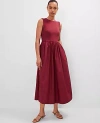 Ann Taylor Crew Neck Mixed Media Flare Dress