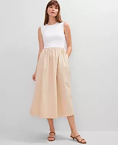 Ann Taylor Crew Neck Mixed Media Flare Dress