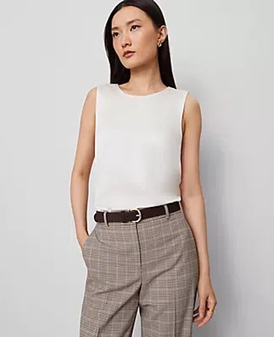 Ann Taylor Crew Neck Shell Top In White