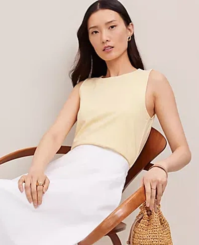 Ann Taylor Crew Neck Shell Top In Yellow Buttercream