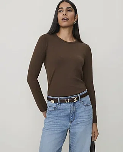 Ann Taylor Crew Neck Sweater In Caper Shadow