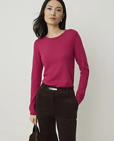 Ann Taylor Crew Neck Sweater In Pink