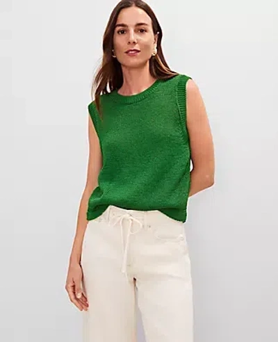 Ann Taylor Crew Neck Sweater Shell Top In Green
