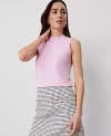 Ann Taylor Crew Neck Sweater Shell Top In Pink Hollyhock