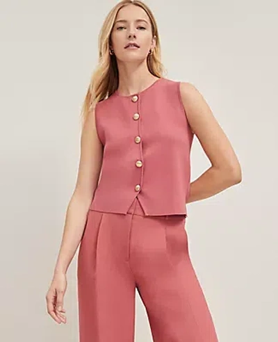 Ann Taylor Crew Neck Sweater Vest In Burnt Mauve