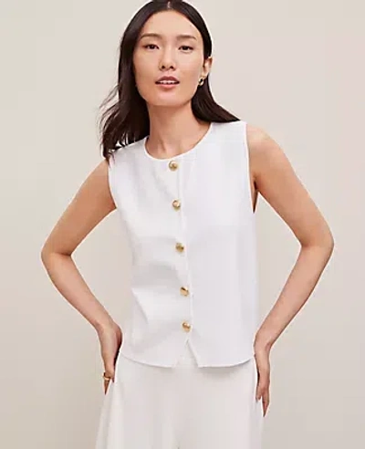 Ann Taylor Crew Neck Sweater Vest In White