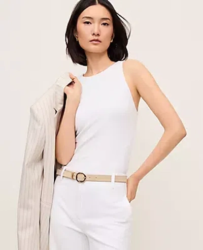 Ann Taylor Crew Neck Tank Top In White