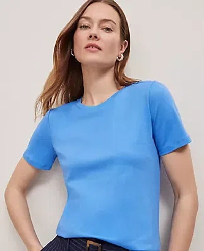 Ann Taylor Crew Neck Tee In Blue