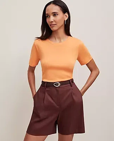 Ann Taylor Crew Neck Tee In Orange