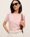 Ann Taylor Crew Neck Tee In Pink