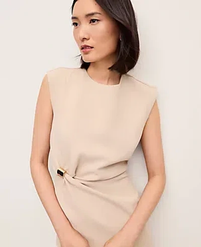 Ann Taylor Crew Neck Twist Sheath Dress In Neutral