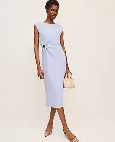 Ann Taylor Crew Neck Twist Sheath Dress In Blue