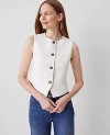 Ann Taylor Crinkle Crepe Cropped Vest In Winter White