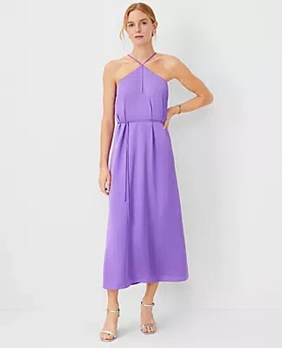 Ann Taylor Criss Cross Halter Maxi Dress In Violet