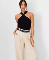 Ann Taylor Criss Cross Halter Sweater Shell Top In Black