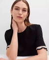 Ann Taylor Crochet Trim Ponte Top