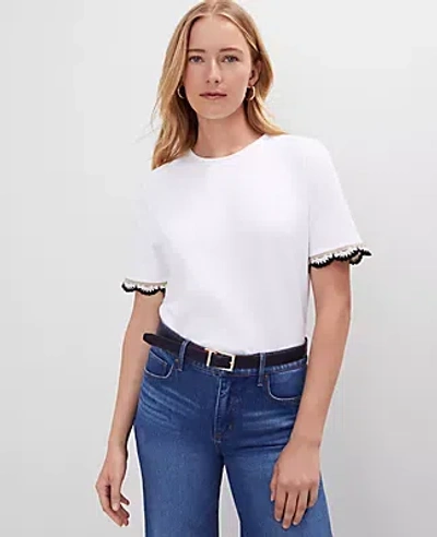 Ann Taylor Crochet Trim Ponte Top