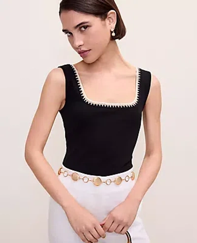Ann Taylor Crochet Trim Tank Top In Black