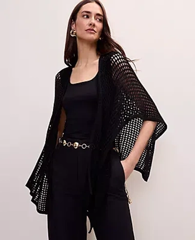 Ann Taylor Crochet Wrap Poncho In Black