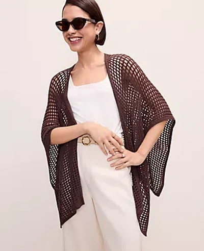 Ann Taylor Crochet Wrap Poncho In Brown