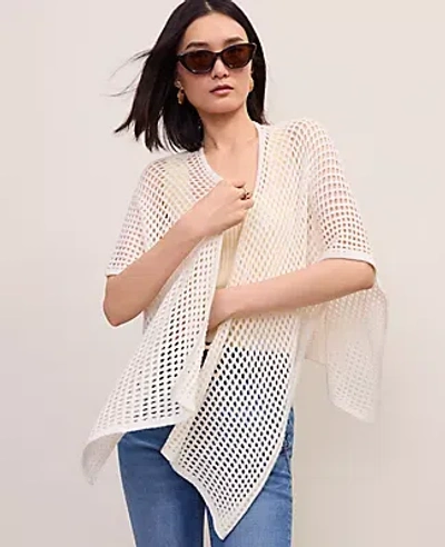 Ann Taylor Crochet Wrap Poncho In White