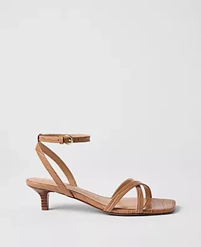 Ann Taylor Croco Crossover Heel Sandal In Blue