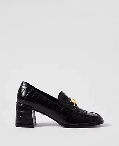 Ann Taylor Croco Kiltie Loafer Pump In Black